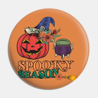 Groovy Spooky Season- Retro Halloween Design Pin