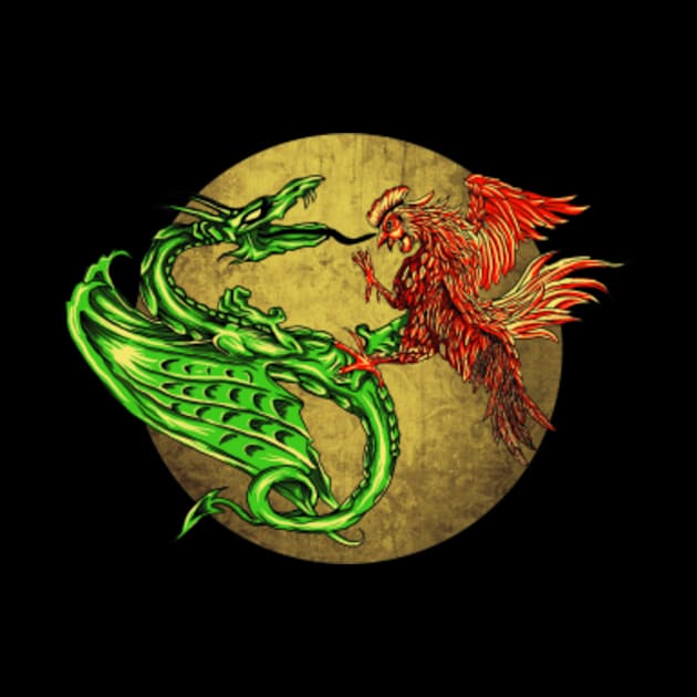 dragon vs rooster by gupikus