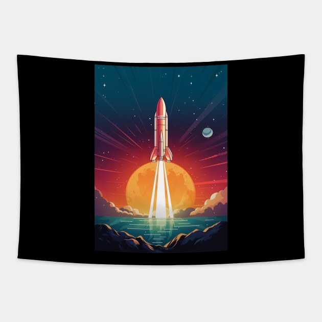 Space Rocket Tapestry by Durro