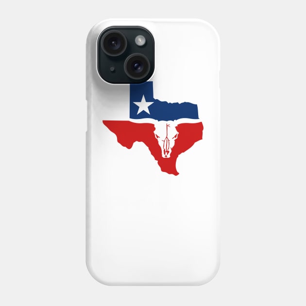 Texas Longhorn Skull With State Flag Phone Case by TextTees