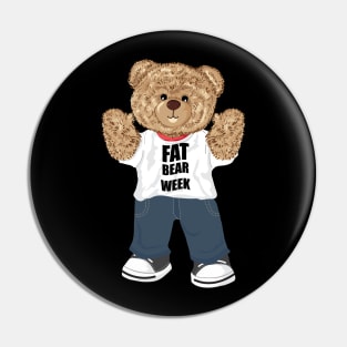 Fat bear week with teddy bear typography design Pin