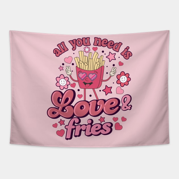 All you need is Love and Fries Cute Retro Valentine Tapestry by JDVNart