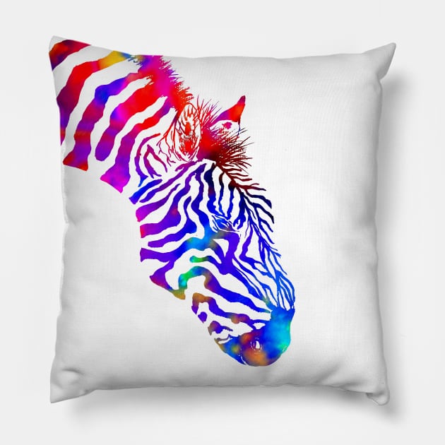 Rainbow Zebra Pillow by ZeichenbloQ