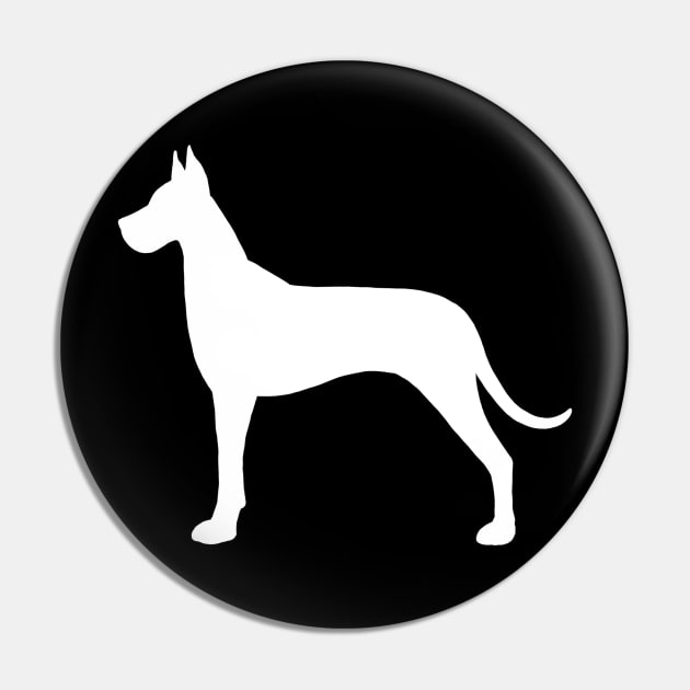 White Great Dane Silhouette Pin by Coffee Squirrel