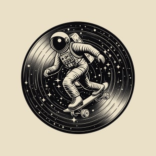 Astronaut Skateboarding On A Vinyl Record T-Shirt