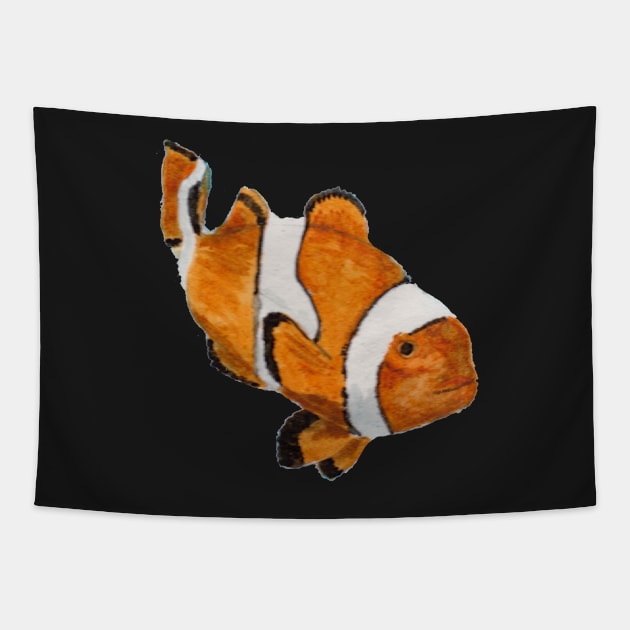 clownfish on blue anemone Tapestry by Zamen