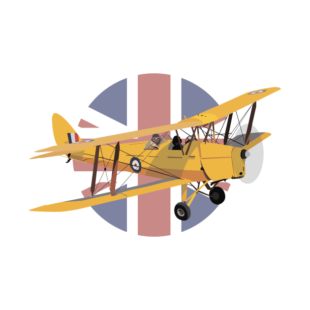 de Havilland DH.82 Tiger Moth British WW2 Airplane with British Flag by NorseTech