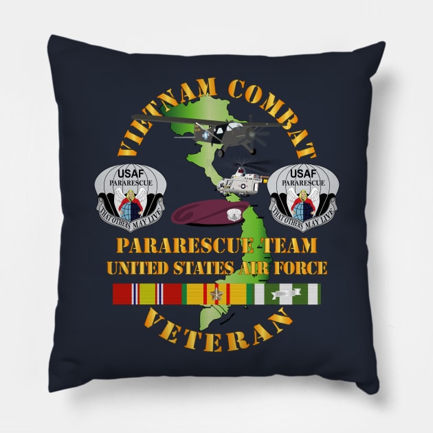 Vietnam Combat Veteran w Pararescue Huskie Pillow by twix123844