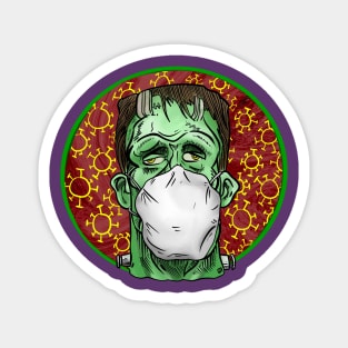 Frankensteins monster wearing a mask, gift for Halloween 2020 Magnet