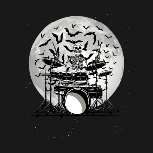 Rock On Rock Star Concert Skeleton Drummer Punk Music Mens T-Shirt