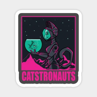 Catstronaut holding a fish Magnet