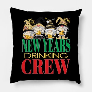 Funny New Years Drinking Crew Beers Alcohol Eve Gnomes Party New York Pillow