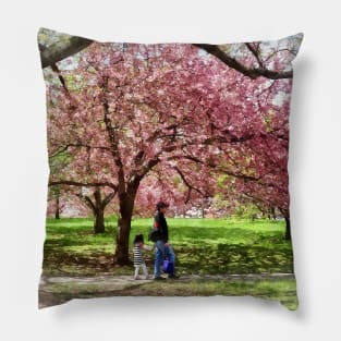 Spring - Enjoying the Cherry Trees Pillow