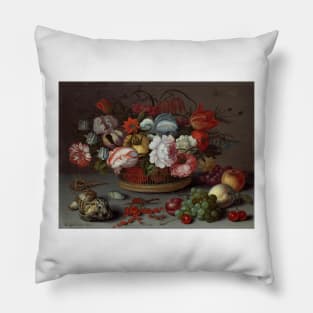 Basket of Flowers - Balthasar van der Ast Floral Painting Pillow