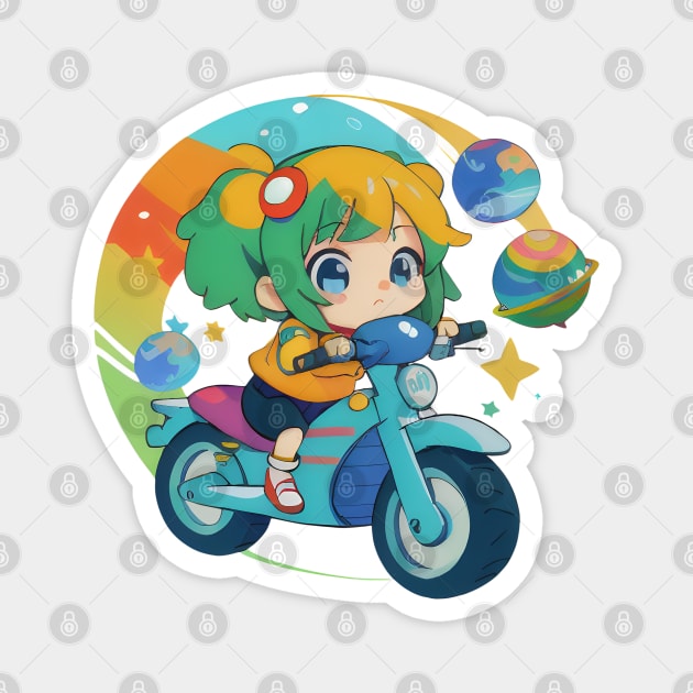 Planets Adventurer Rider Girl Chibi Cute Magnet by deanisadea21