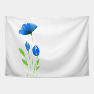 Blue flowers in modern watercolor design Tapestry