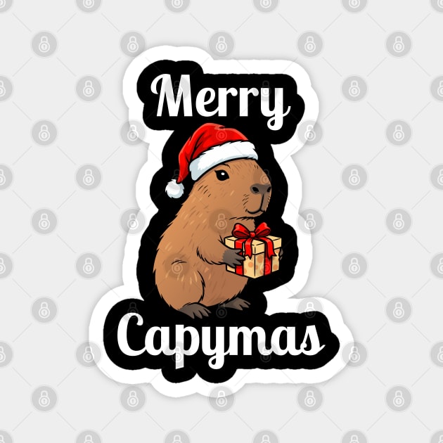 Merry Capymas Capybara Magnet by Creatifly Graphic Tees