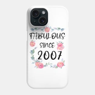 Women 14 Years Old Fabulous Since 2007 Flowers Phone Case