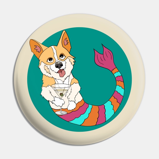 Benny the Corgi Mermutt Pin by abrushwithhumor