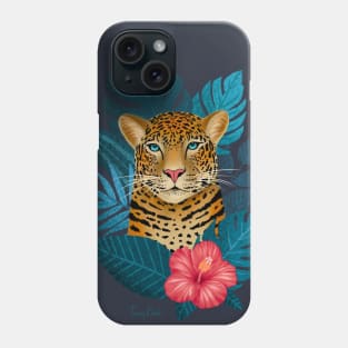 Tropical Jungle Leopard | Blue Phone Case