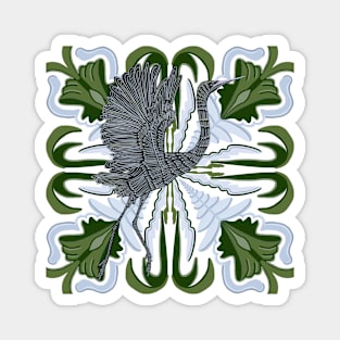 An Elegant Egret Bird - Green Magnet