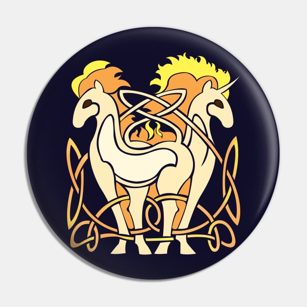 Celtic Fire Horses Pin by WildHusky