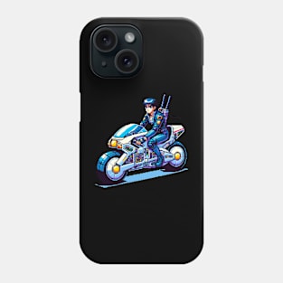 futuristic anime girl in bike pixel art Phone Case