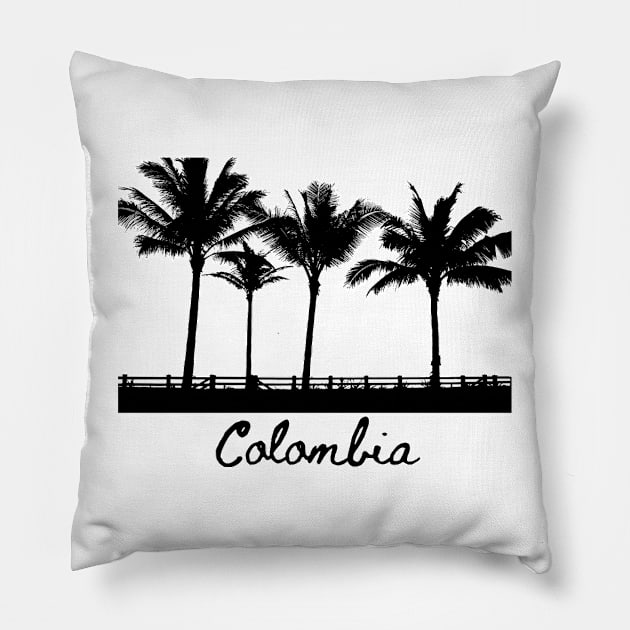 Colombia Palm Trees Silhouette Pillow by julyperson