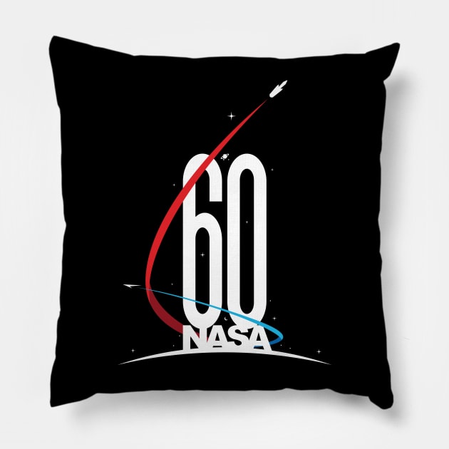 NASA 60th Anniversary Pillow by GraphicGibbon