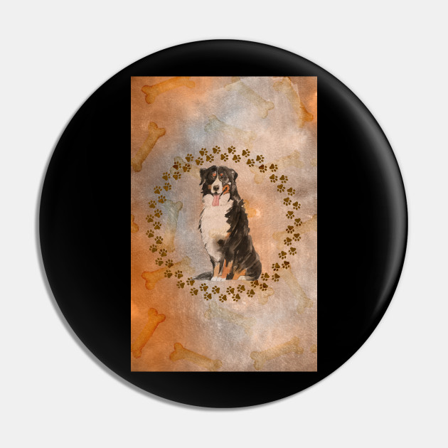 Bernese Mountain Dog Paw Prints And Cave Painting Background