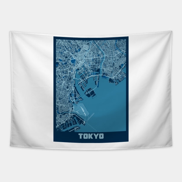 Tokyo - Japan Peace City Map Tapestry by tienstencil