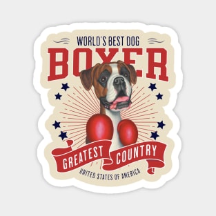 Boxing Boxer Dog USA Magnet