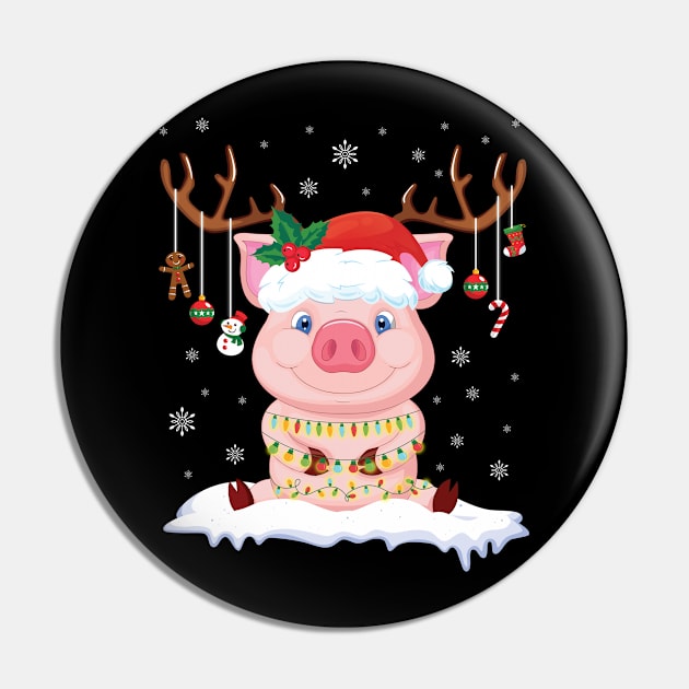 Pig Reindeer Santa Noel Costume Dancing On Snow Merry Xmas Pin by bakhanh123