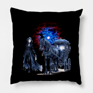 Goth girl and carriage Pillow