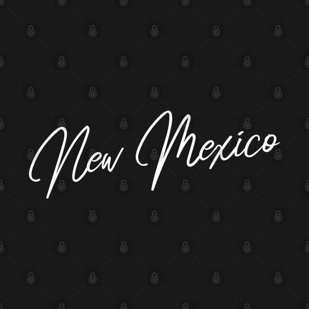 'New Mexico' white flowing handwritten text by keeplooping