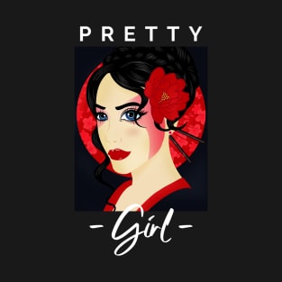Pretty Girl, totes, phone cases, laptop covers, masks, mugs, stickers, pins, T-Shirt