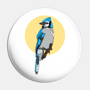 Bluejay Clipart on Yellow Pin