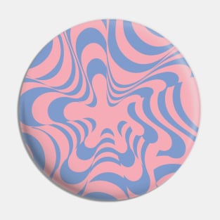 Abstract Groovy Retro Liquid Swirl Pink Blue Pattern Pin