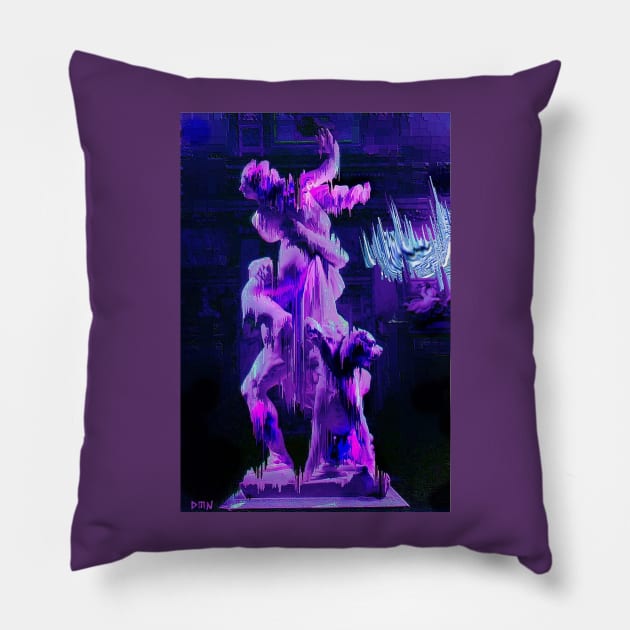 Vaporwave greek glitch statue Pillow by isarol