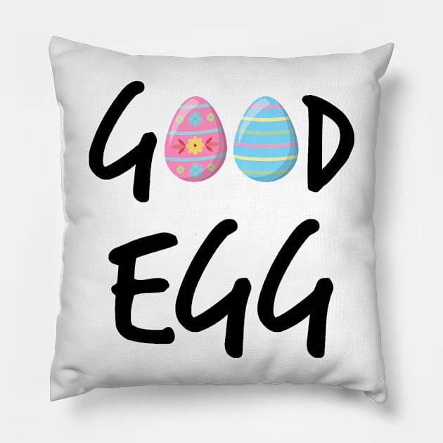 Good Egg (blk text) Pillow by Glenn Landas Digital Art