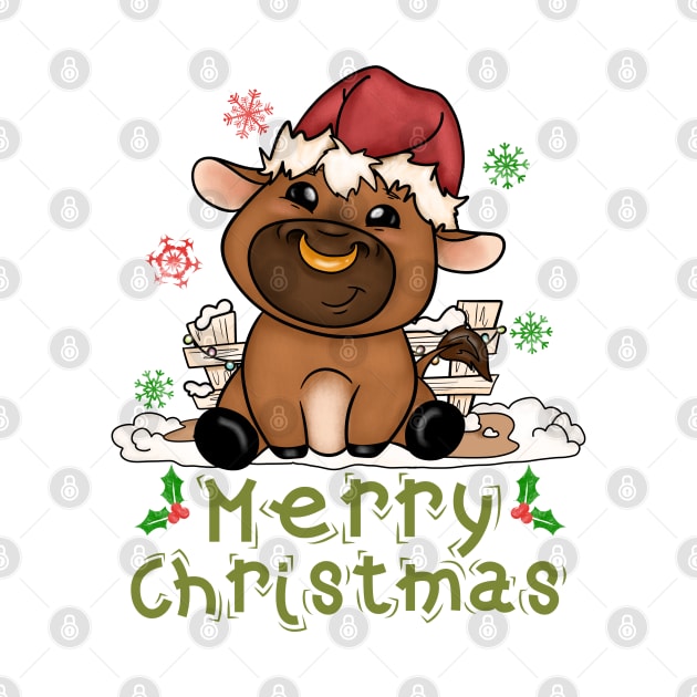 Cute Cow Merry Christmas Xmas Matching HO HO HO by alcoshirts