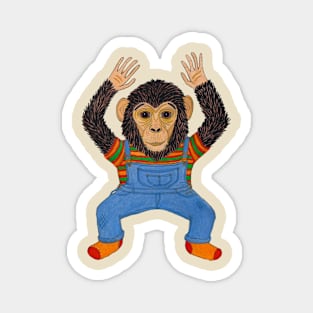 Dancing Chimpanzee Wearing Overalls Magnet