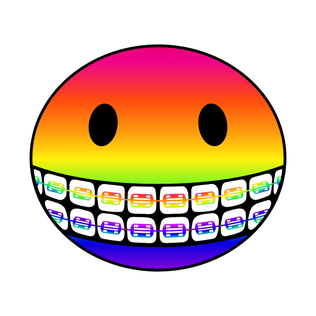 Rainbow Smiley Face with Rainbow Braces by RawSunArt