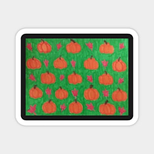 Green Autumn Pumpkin Patch Magnet