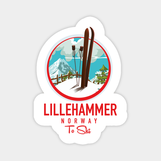 Lillehammer Norway Ski logo Magnet by nickemporium1