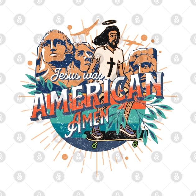 Jesus Was An American USA 4th Of July Vintage Funny Jesus by alcoshirts