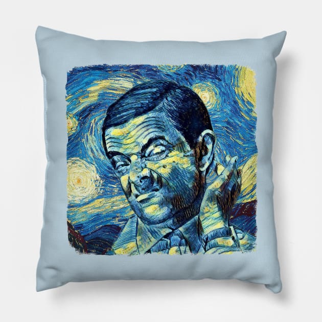 Mr Bean Van Gogh Style Pillow by todos