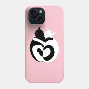 Black and White Hugging Cats Phone Case
