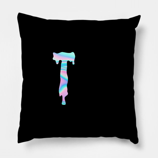 Holographic Drippy T Letter Pillow by Artistry Vibes