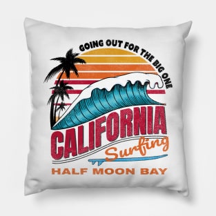 California Half Moon Bay Big Wave Surfing Pillow